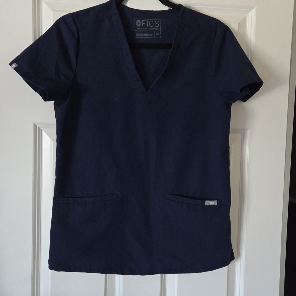 Figs Navy Casma Scrub Top XS